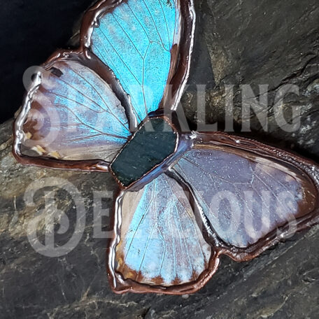 Blue Morpho Butterfly Labradorite Coffin 2