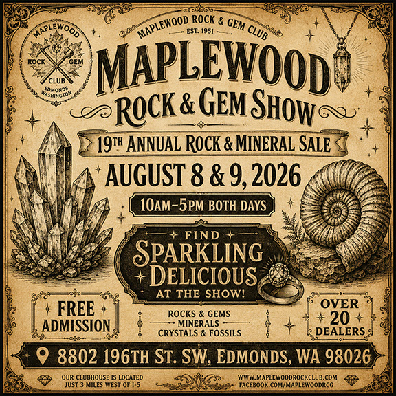Sparkling Delicious vending at the Maplewood Rock & Gem Show in Edmonds August 8 and 9, 2026