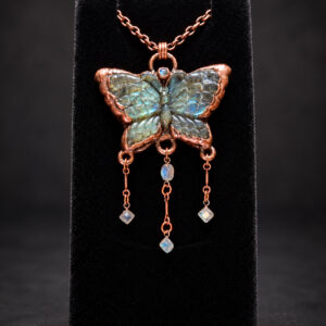 Labradorite butterfly pendant in electroformed copper