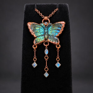 Labradorite butterfly pendant in electroformed copper