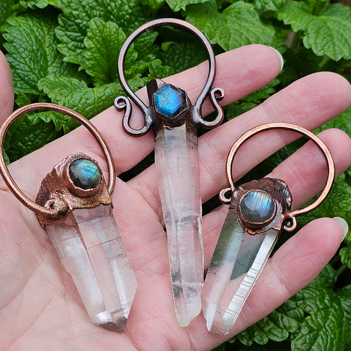 Quartz and Copper Power Pendants